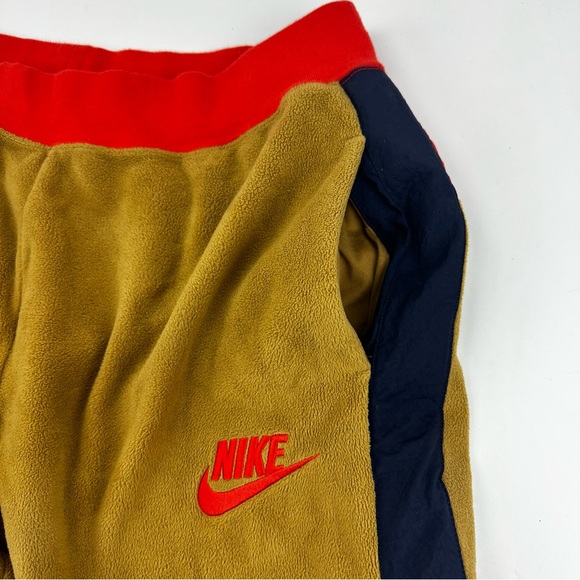 Nike Sportswear Retro Fleece Jogger Pant Pockets Colorblock Gold Bronze Black - Picture 4 of 15